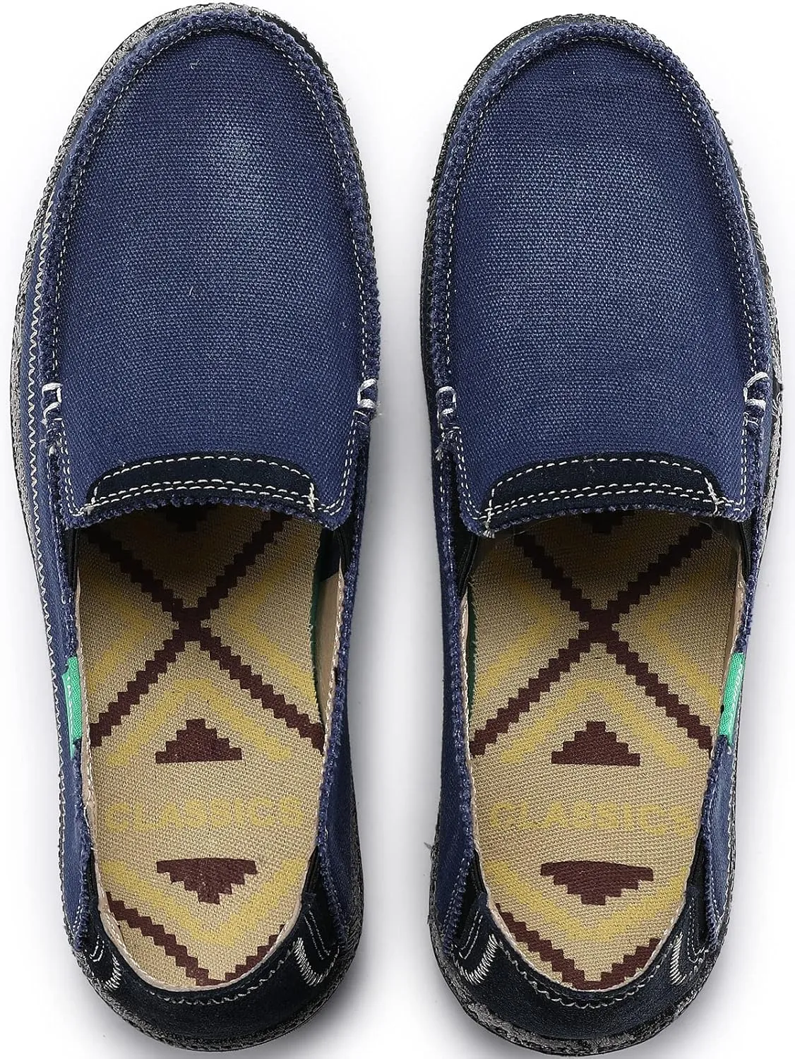 VILOCY Mens Slip on Deck Shoes Zero Drop Casual Canvas Loafer Vintage Flat Boat Shoes