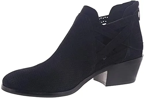 Vince Camuto Women's Pranika Suede Stacked Heel Bootie Black Size 5.5
