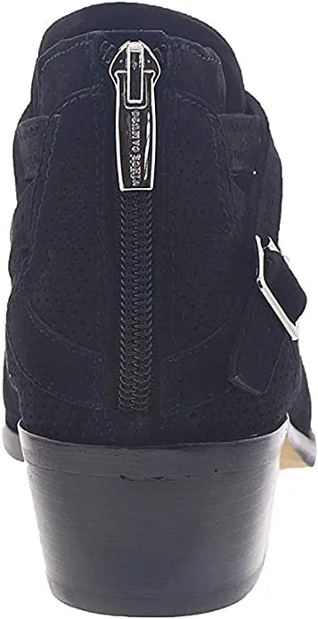 Vince Camuto Women's Pranika Suede Stacked Heel Bootie Black Size 5.5
