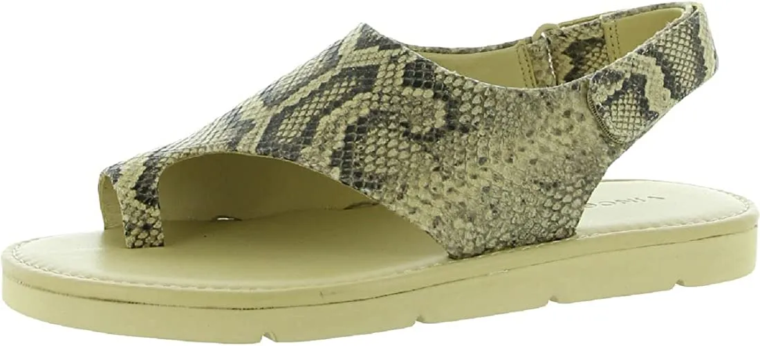 Vince. Women's Olsen Flat Sandal, Barley Snake, 6.5