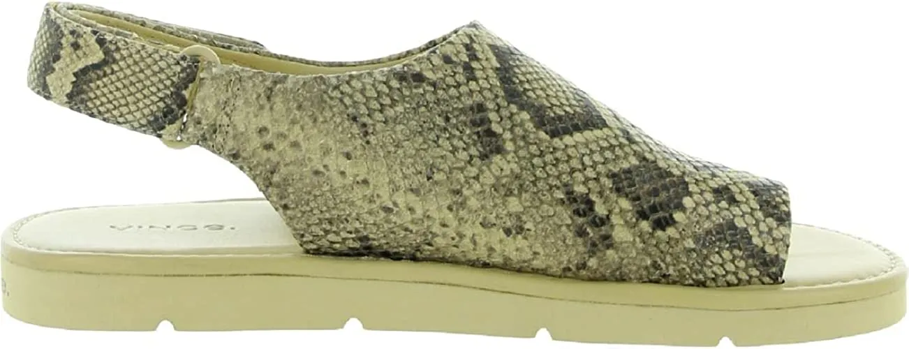 Vince. Women's Olsen Flat Sandal, Barley Snake, 6.5