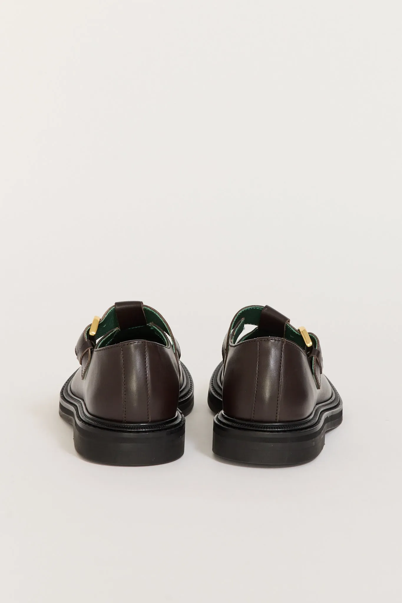 Vinnee T-Strap Derby Dark Brown Leather Womens