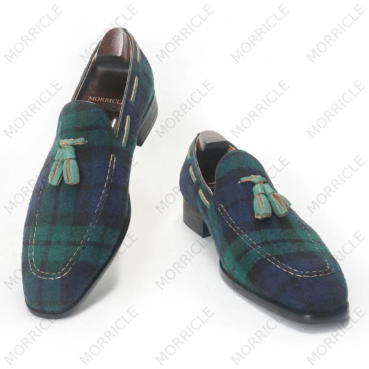 Vintage Scotland Plaid Tassel Loafers
