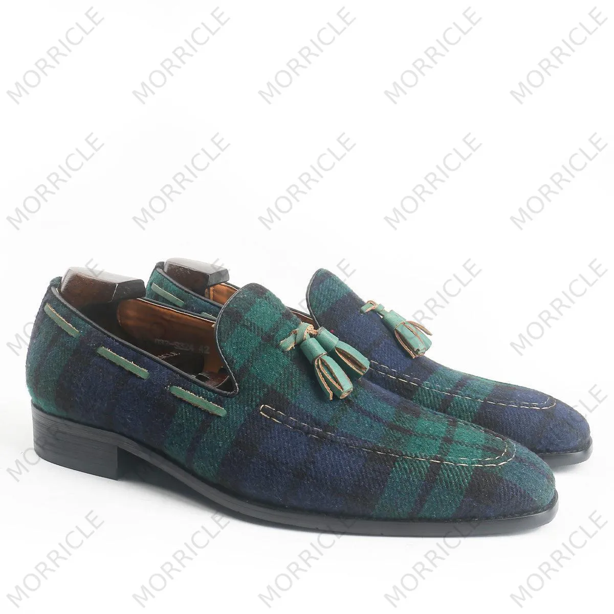 Vintage Scotland Plaid Tassel Loafers