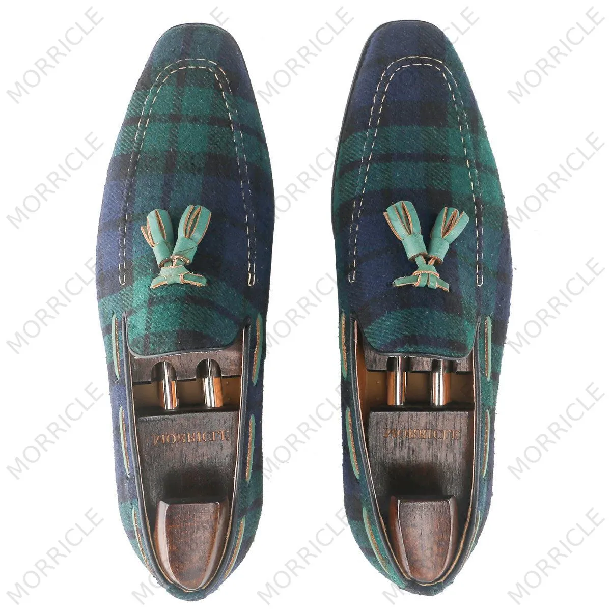 Vintage Scotland Plaid Tassel Loafers