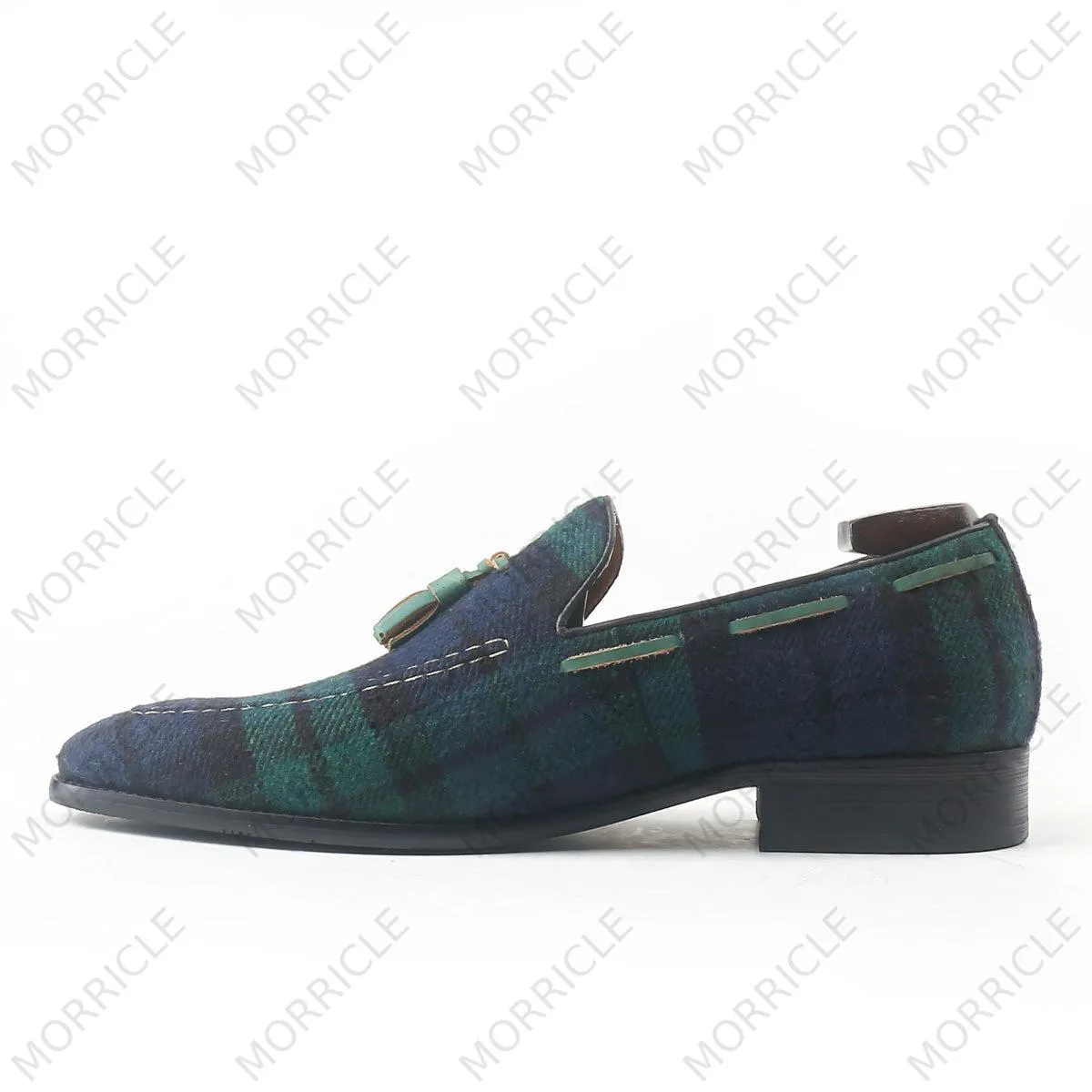 Vintage Scotland Plaid Tassel Loafers