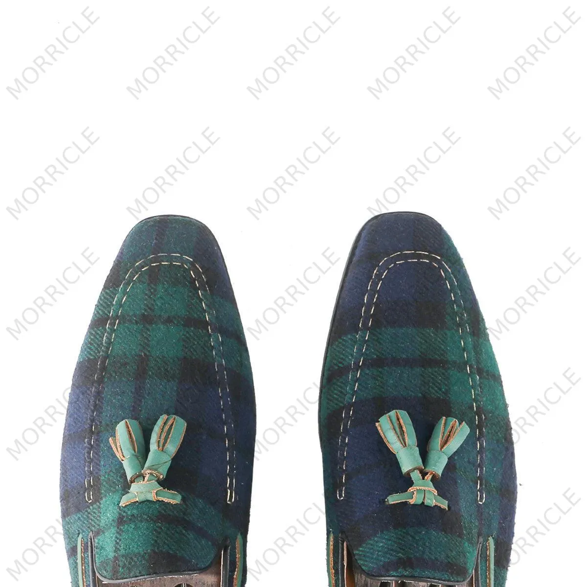 Vintage Scotland Plaid Tassel Loafers