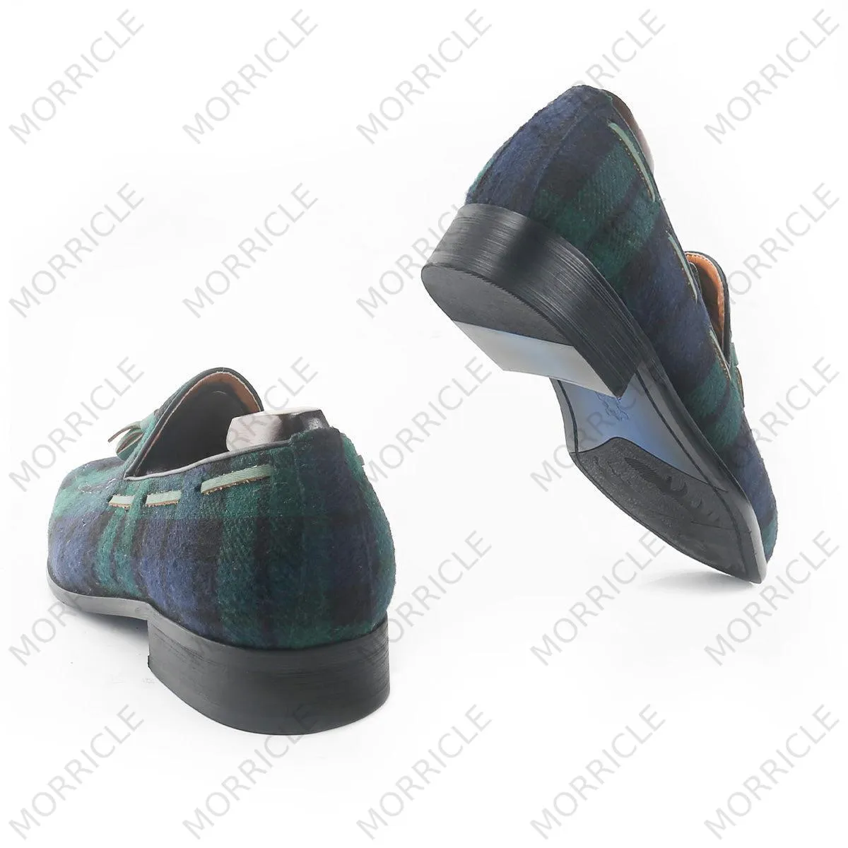 Vintage Scotland Plaid Tassel Loafers