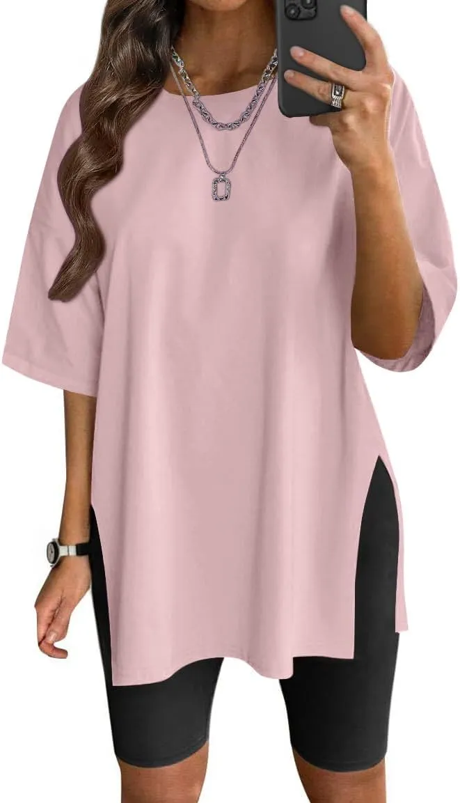 VNIRA Women’s Summer Casual Short Sleeve Oversize Workout T-Shirt Tee Tops
