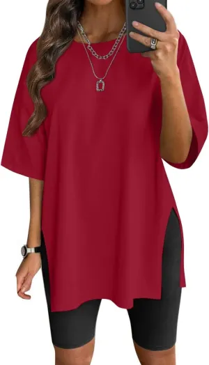 VNIRA Women’s Summer Casual Short Sleeve Oversize Workout T-Shirt Tee Tops