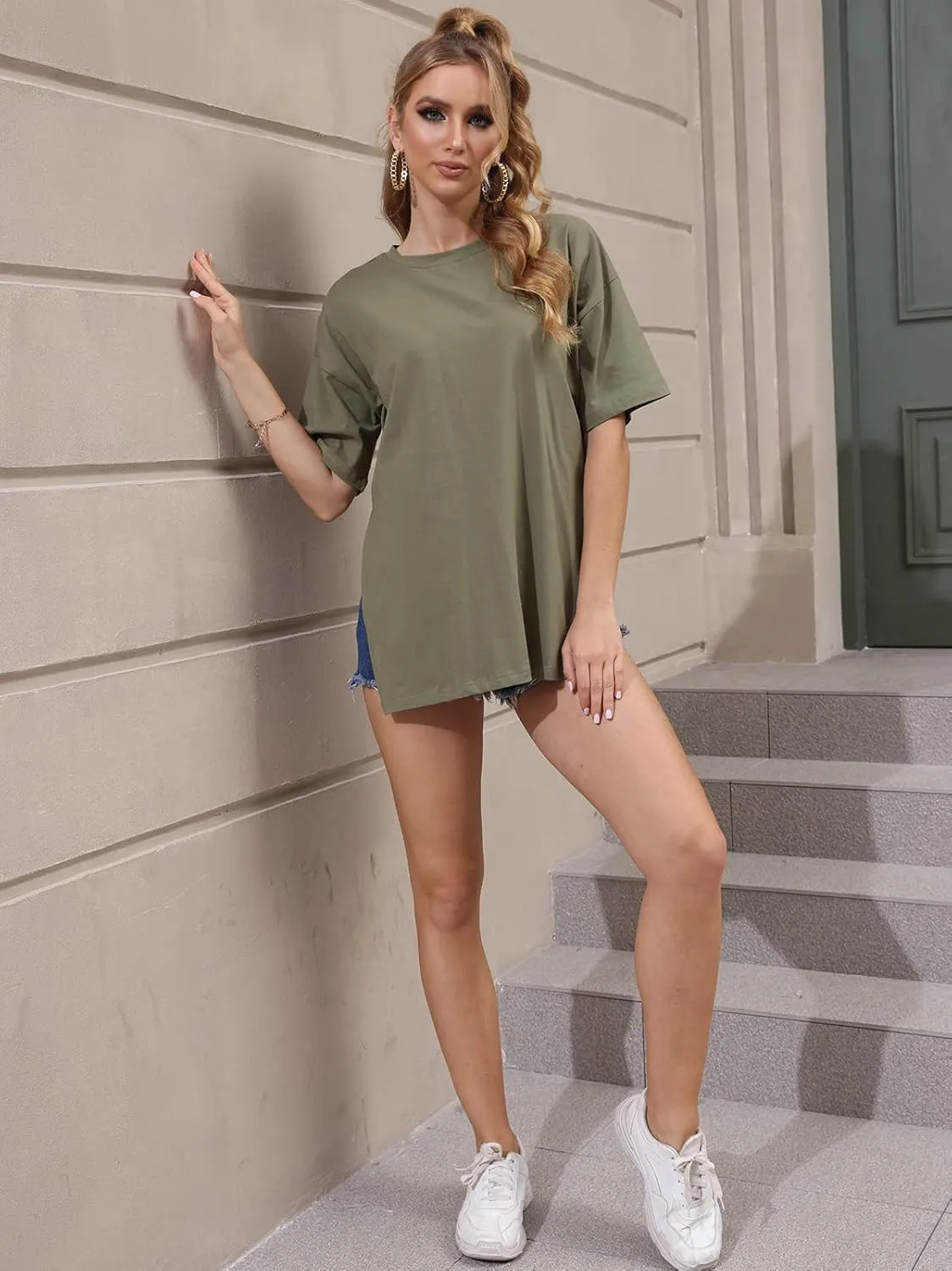VNIRA Women’s Summer Casual Short Sleeve Oversize Workout T-Shirt Tee Tops