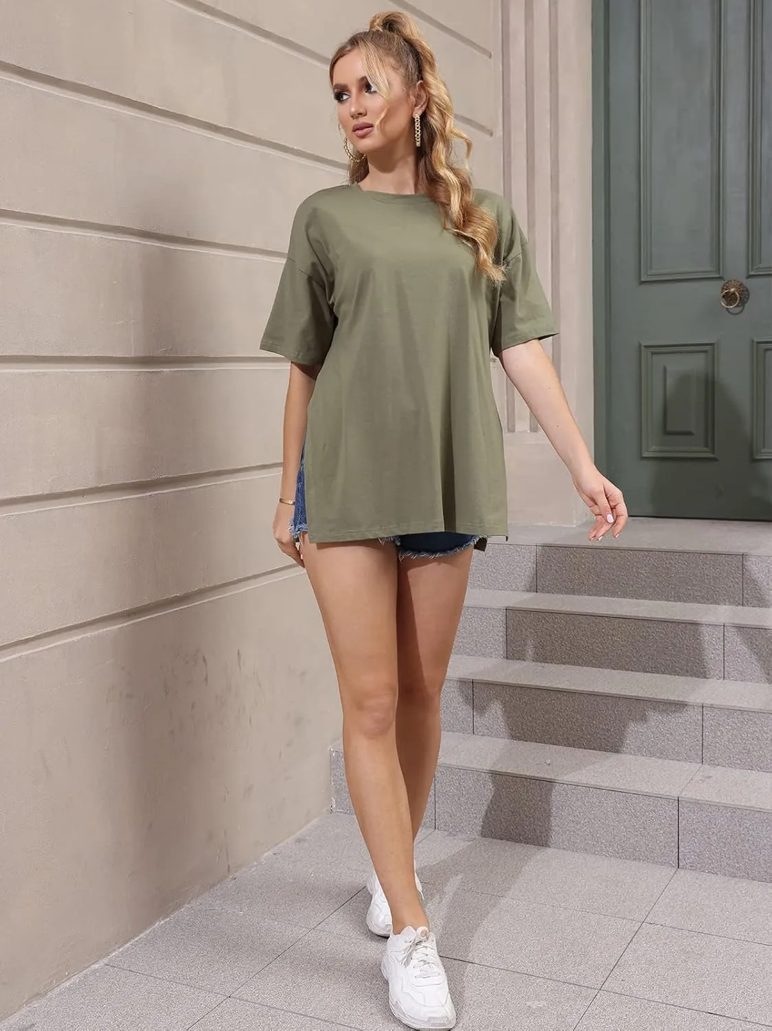 VNIRA Women’s Summer Casual Short Sleeve Oversize Workout T-Shirt Tee Tops