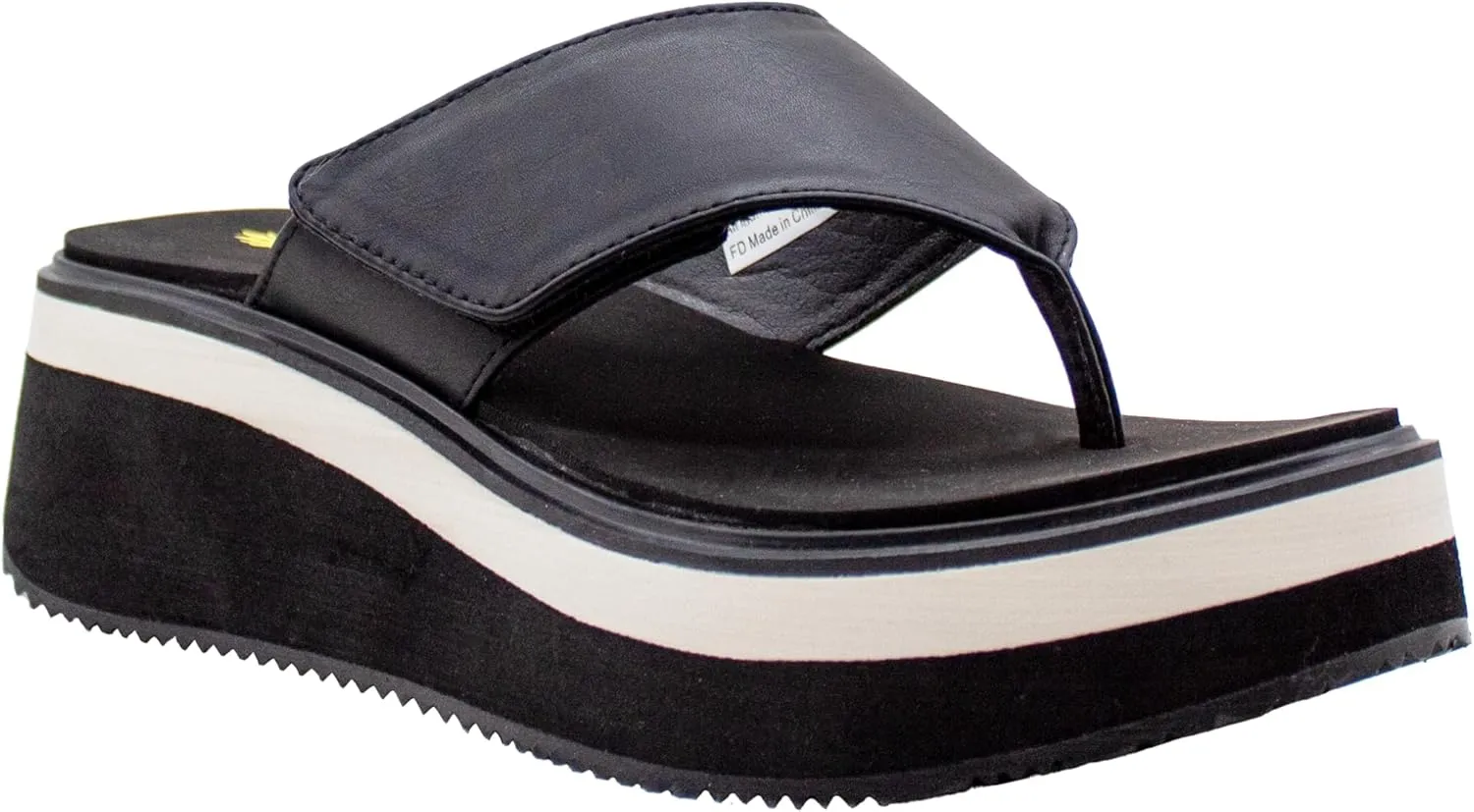 VOLATILE Womens Shiitake Platform Casual Sandals Casual Mid Heel 2-3" - Black