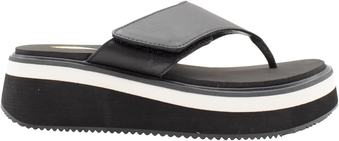 VOLATILE Womens Shiitake Platform Casual Sandals Casual Mid Heel 2-3" - Black