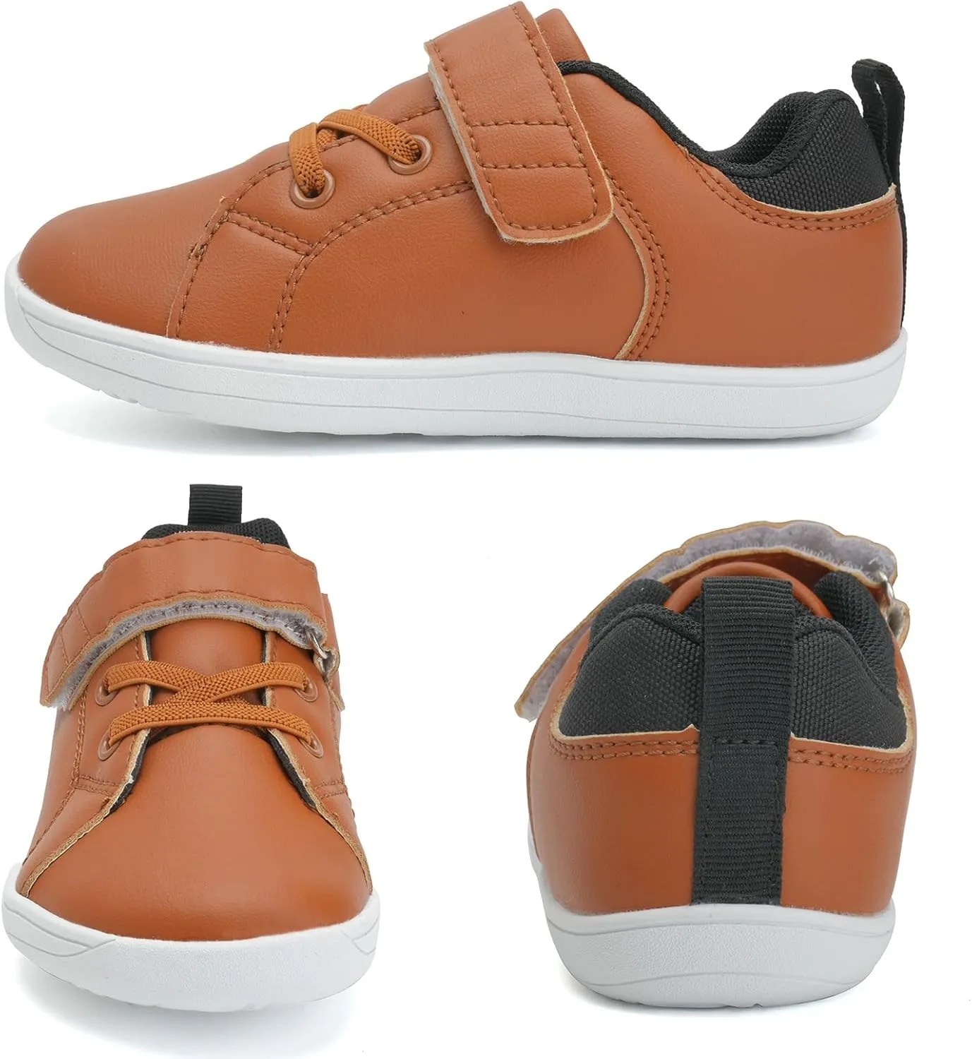 WateLves Toddler Little Kid Wide Barefoot The First Walking Shoes Girls Boys Leather Uniform Dress Shoes Lightweight Splay Naturally Minimalist Sneakers