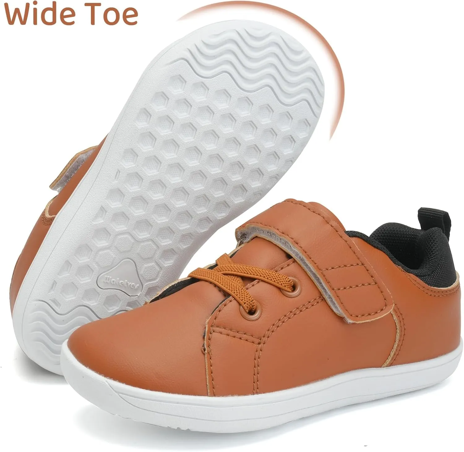 WateLves Toddler Little Kid Wide Barefoot The First Walking Shoes Girls Boys Leather Uniform Dress Shoes Lightweight Splay Naturally Minimalist Sneakers