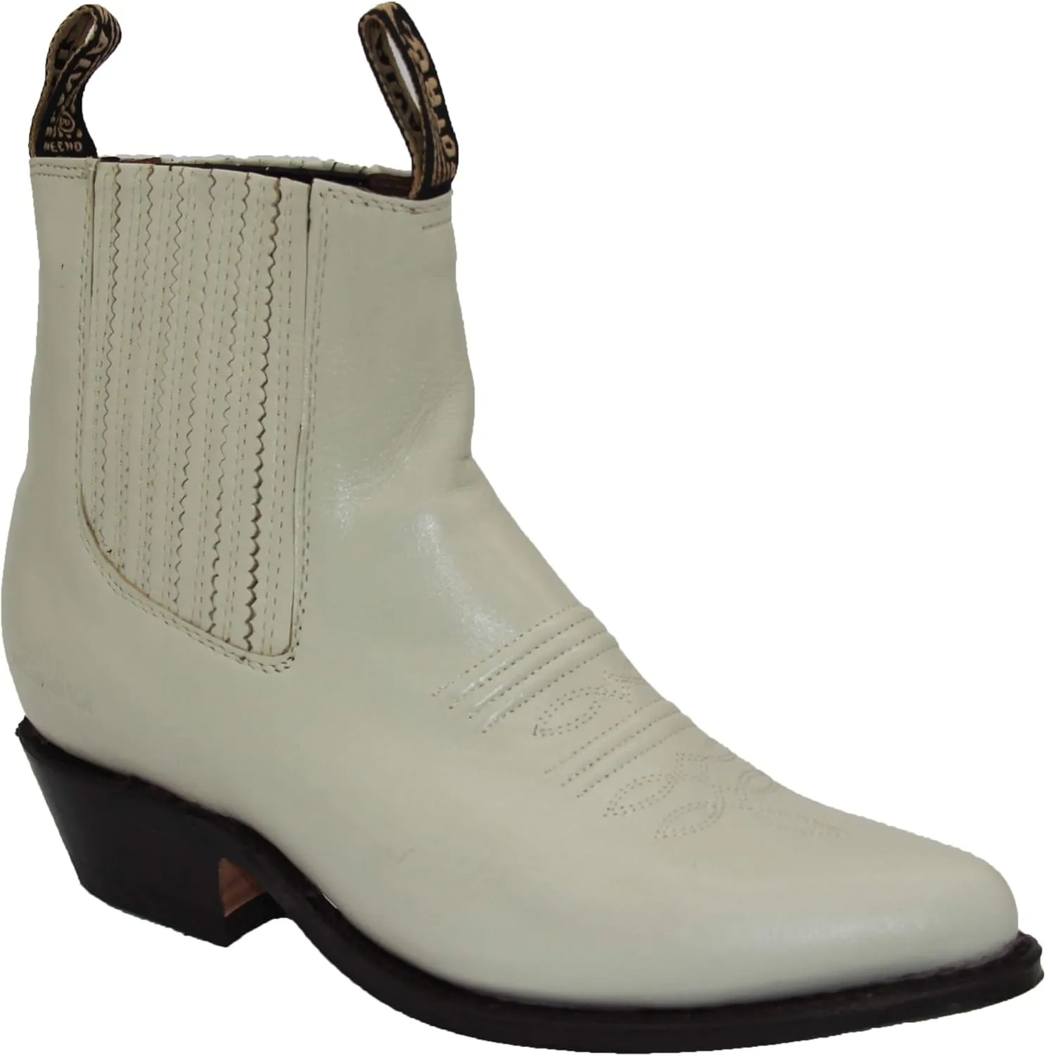 Western Shops Mens Genuine Leather Short Ankle Western Cowboy Boot Charro Botin
