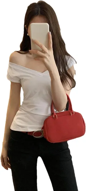 Women Cotton Short Sleeve T-Shirt V Neck Casual Shirts Tops Summer Korean Basic Tees