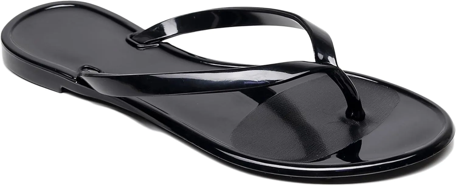 Women Flip Flops Jelly Shoes Thong Sandals Flat Slides Clear Jellies Pool Slippers Bathroom Summer Beach Size 8 Ladies Non Slip Dress Comfortable Quick Drying Soft