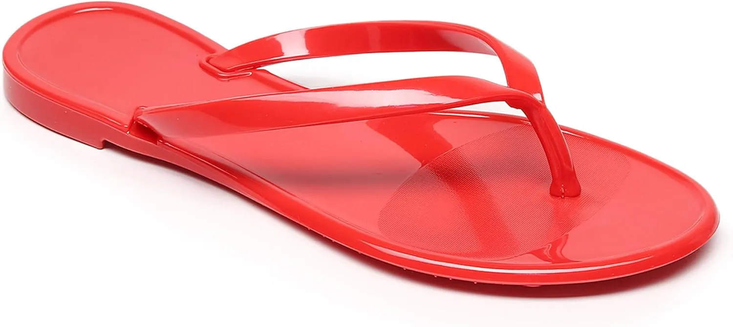 Women Flip Flops Jelly Shoes Thong Sandals Flat Slides Clear Jellies Pool Slippers Bathroom Summer Beach Size 8 Ladies Non Slip Dress Comfortable Quick Drying Soft