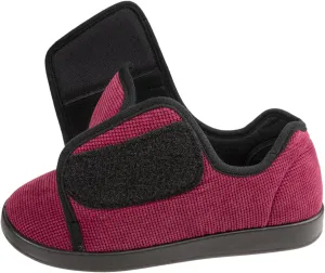 Women's Adaptive Slip-Resistant Wide Width Diabetic Comfort Slipper Shoe with Adjustable Hook-and-Loop Closure