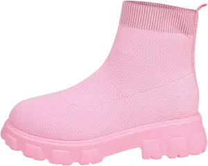 Womens Booties Low Heel Knit Boots Platform Ankle Boots Women's Boots Elastic Platform Ankle Booties Chunky Heel Boots