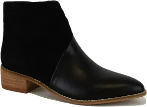 Women's Brown Two-Tone Ankle Boots Western Bootie Pointed Toe Stacked Block Heel Boots