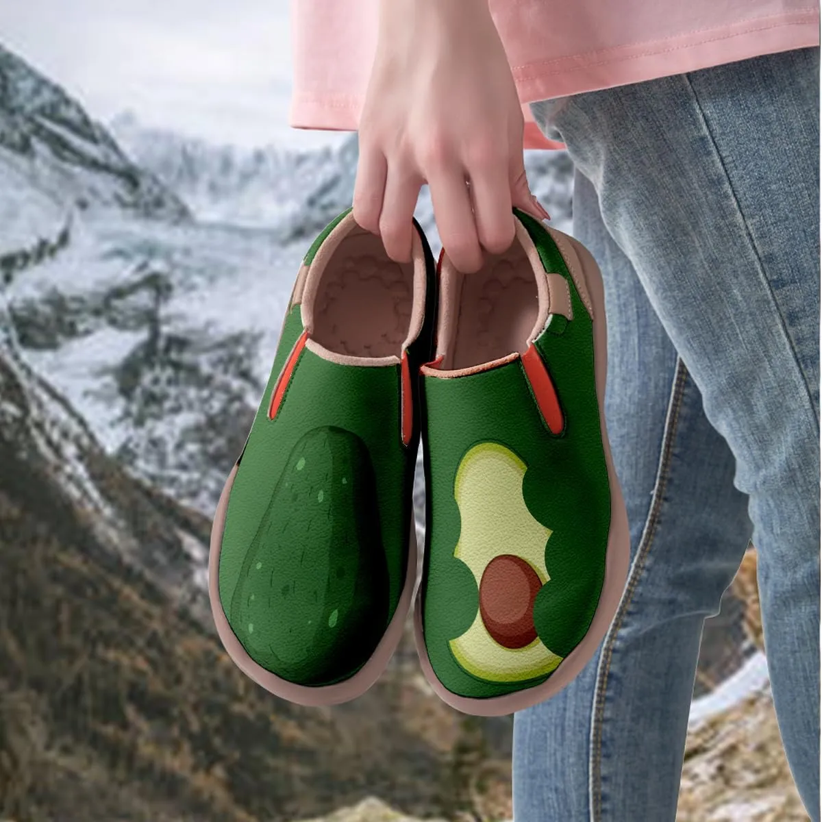 Women’s Casual Travel Shoe - Loafers Slip On Fruit Art Painted Sneakers Comfort Breathe Walking Shoes