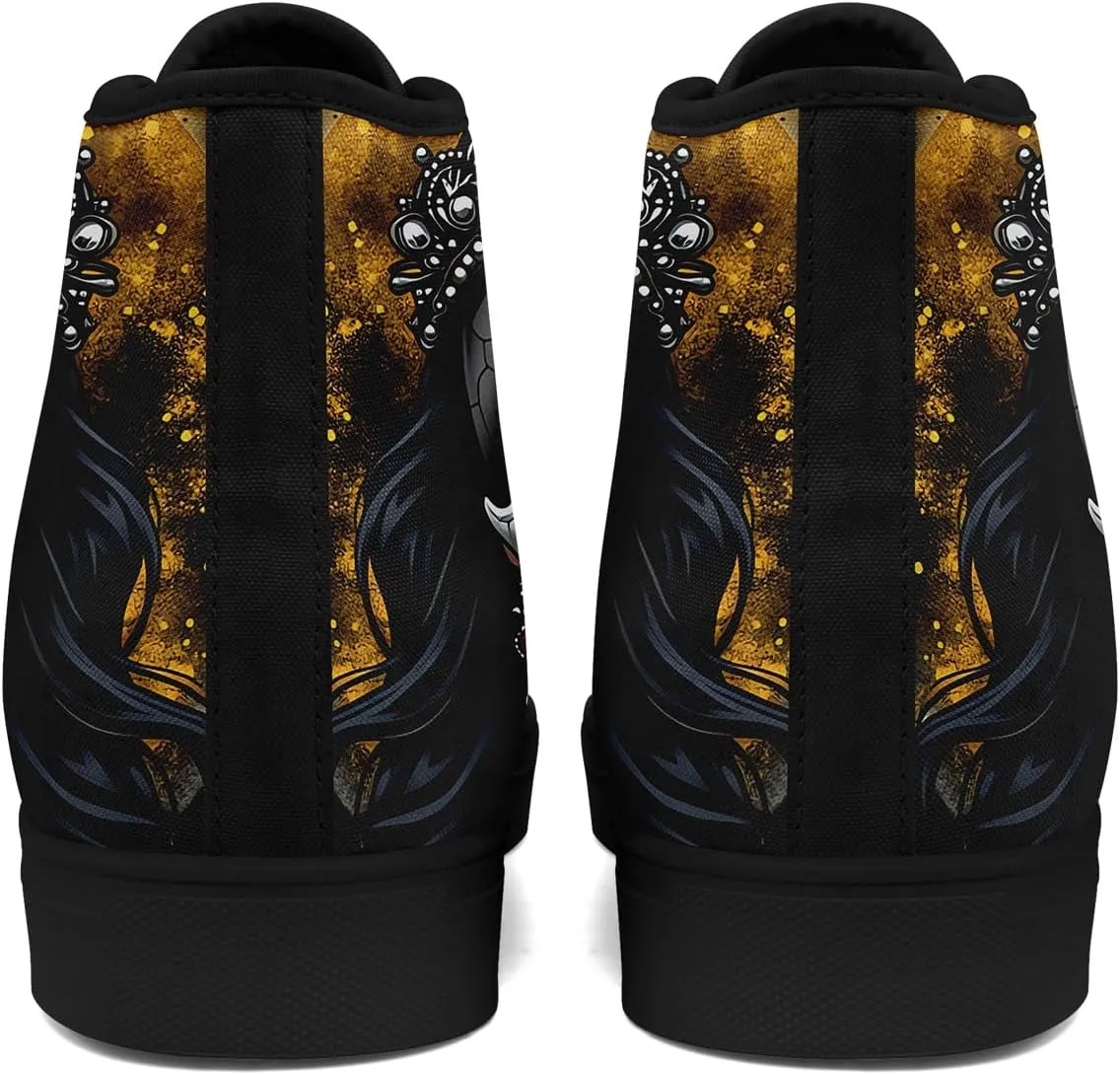 Womens Gothic High-Top Canvas Sneakers Punk Style Alternative Streetwear Canvas Shoes, Lace-Up Casual Skate Shoes for Men