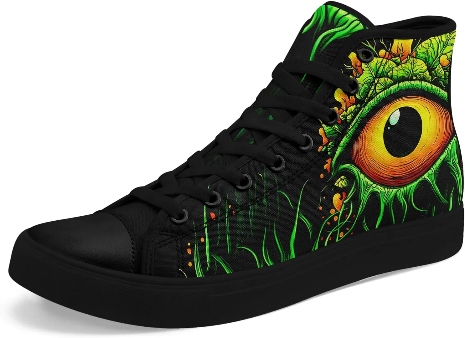 Womens Gothic High-Top Canvas Sneakers Punk Style Alternative Streetwear Canvas Shoes, Lace-Up Casual Skate Shoes for Men