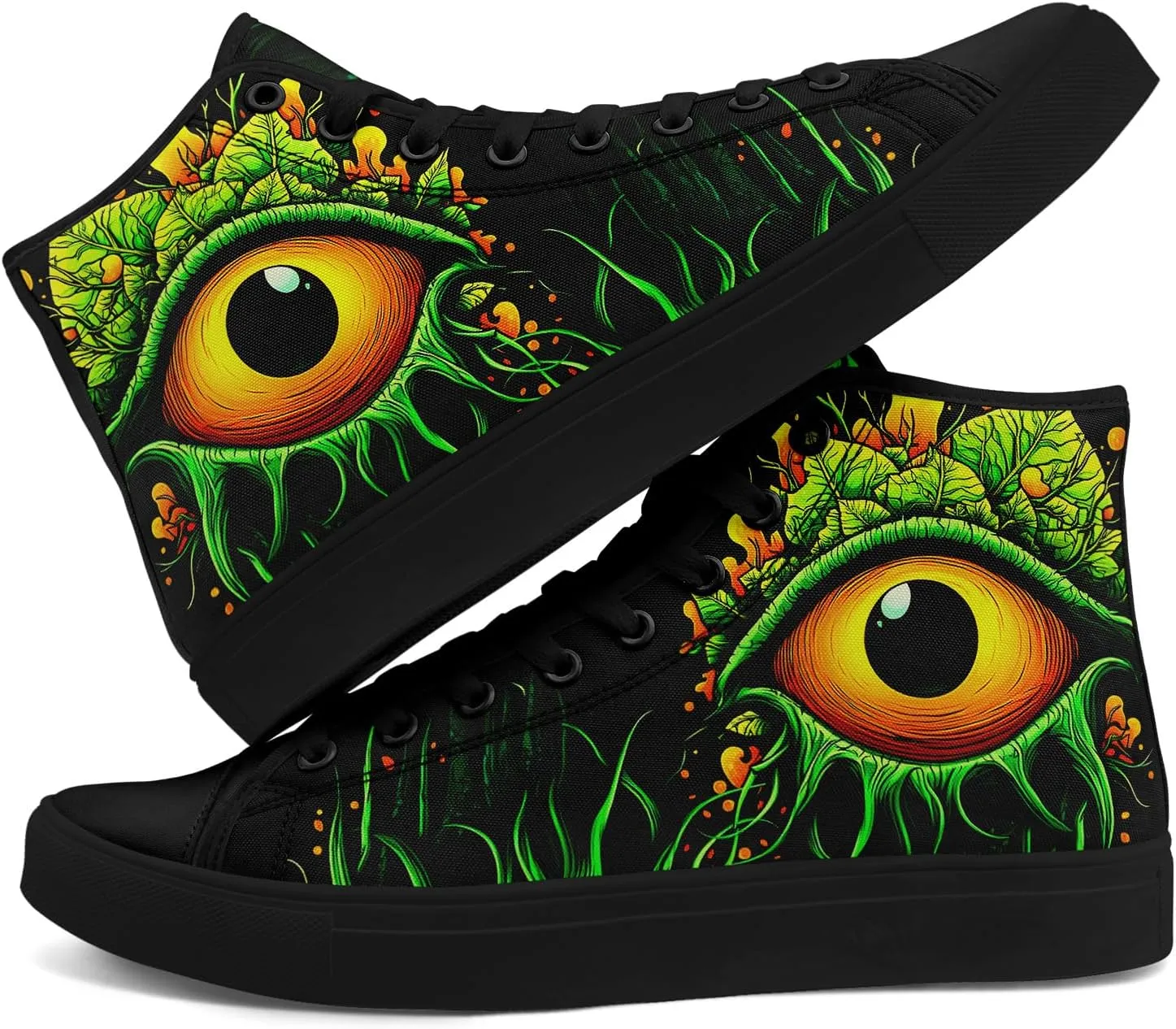 Womens Gothic High-Top Canvas Sneakers Punk Style Alternative Streetwear Canvas Shoes, Lace-Up Casual Skate Shoes for Men