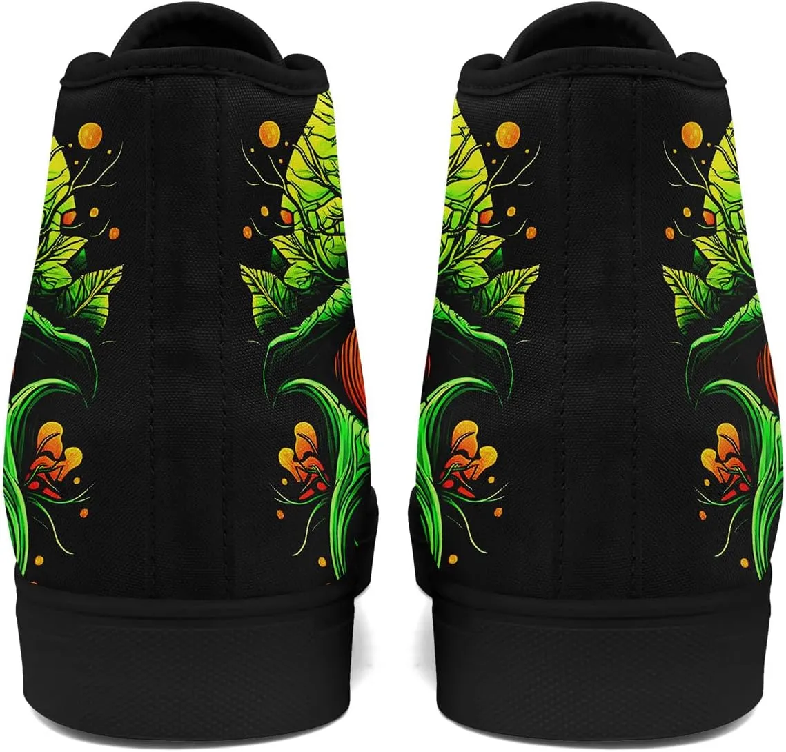 Womens Gothic High-Top Canvas Sneakers Punk Style Alternative Streetwear Canvas Shoes, Lace-Up Casual Skate Shoes for Men