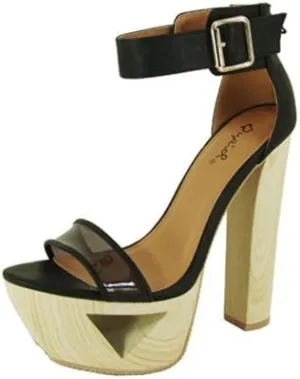 Women's Lakie10x Leatherette Ankle Strap Cut Out Platform Sandal