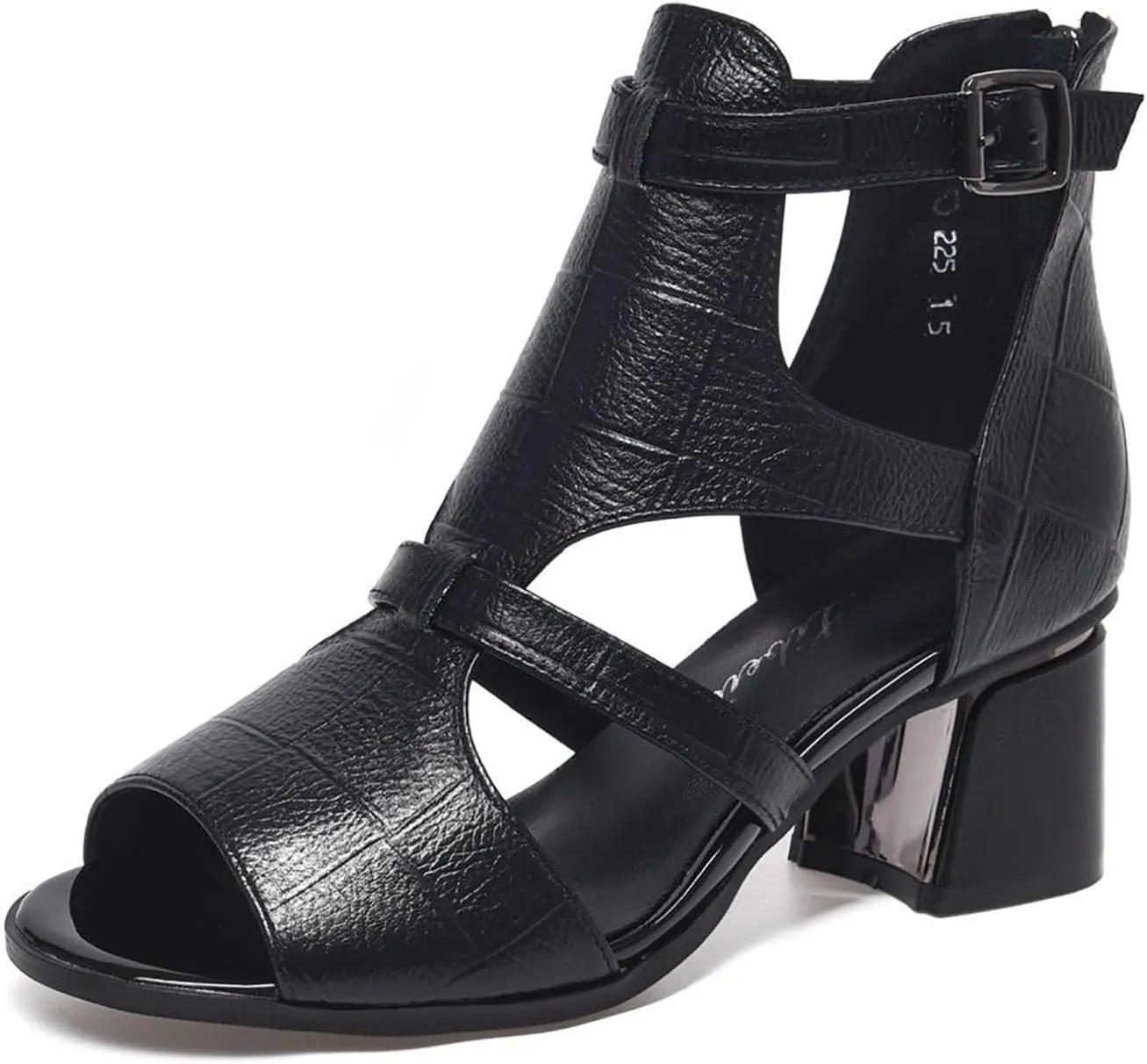 Women's Peep Toe Chunky Heel High Top Sandals Summer Side Cutout Back Ankle Strap Buckle Zipper Booties Sexy Open Toe Outdoor Ladies Wedding Roman Sandals heeled sandals