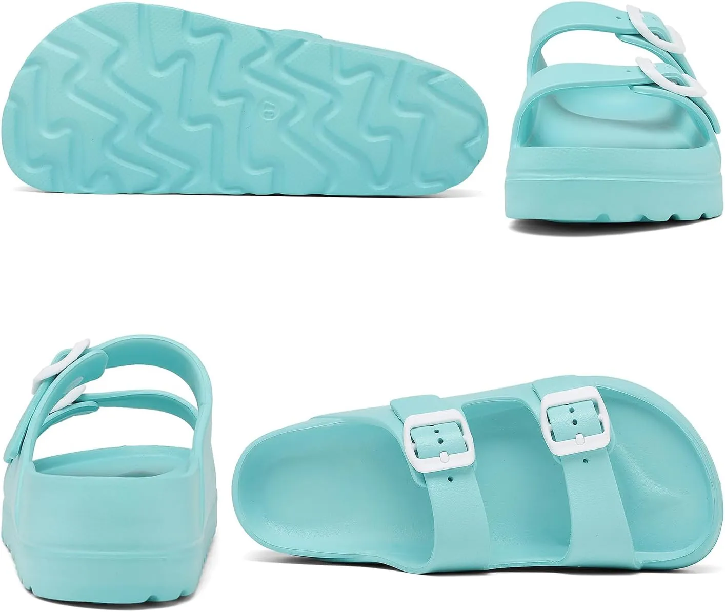 Womens Platform Sandals with Arch Support, Adjustable Buckle Beach Sandal Woman Comfort Lightweight Ultra Cushion EVA Slides