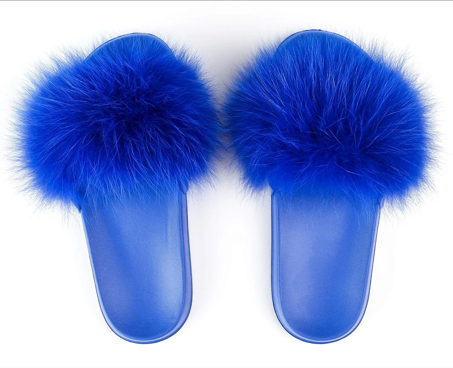 Women's Real Fox Fur Slides, Fluffy Fur Sandals for Indoor/Outdoor Comfort