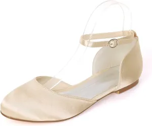 Women's Round Toe Satin Ballet Flats Buckled Low-Profile Comfortable Dress Shoes for Walking & Everyday Wear
