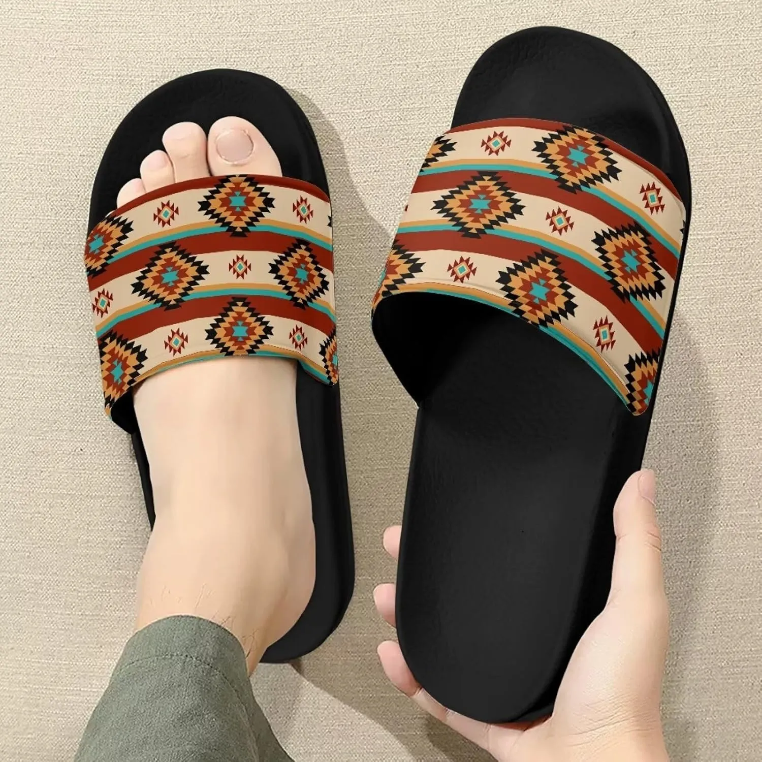 Womens Slides Sandals Indoor Bathroom Shower Slippers Non Slip Beach Sandal Comfort Bedroom Slippers Fashion Summer Shoes SizeUS 6-13.5