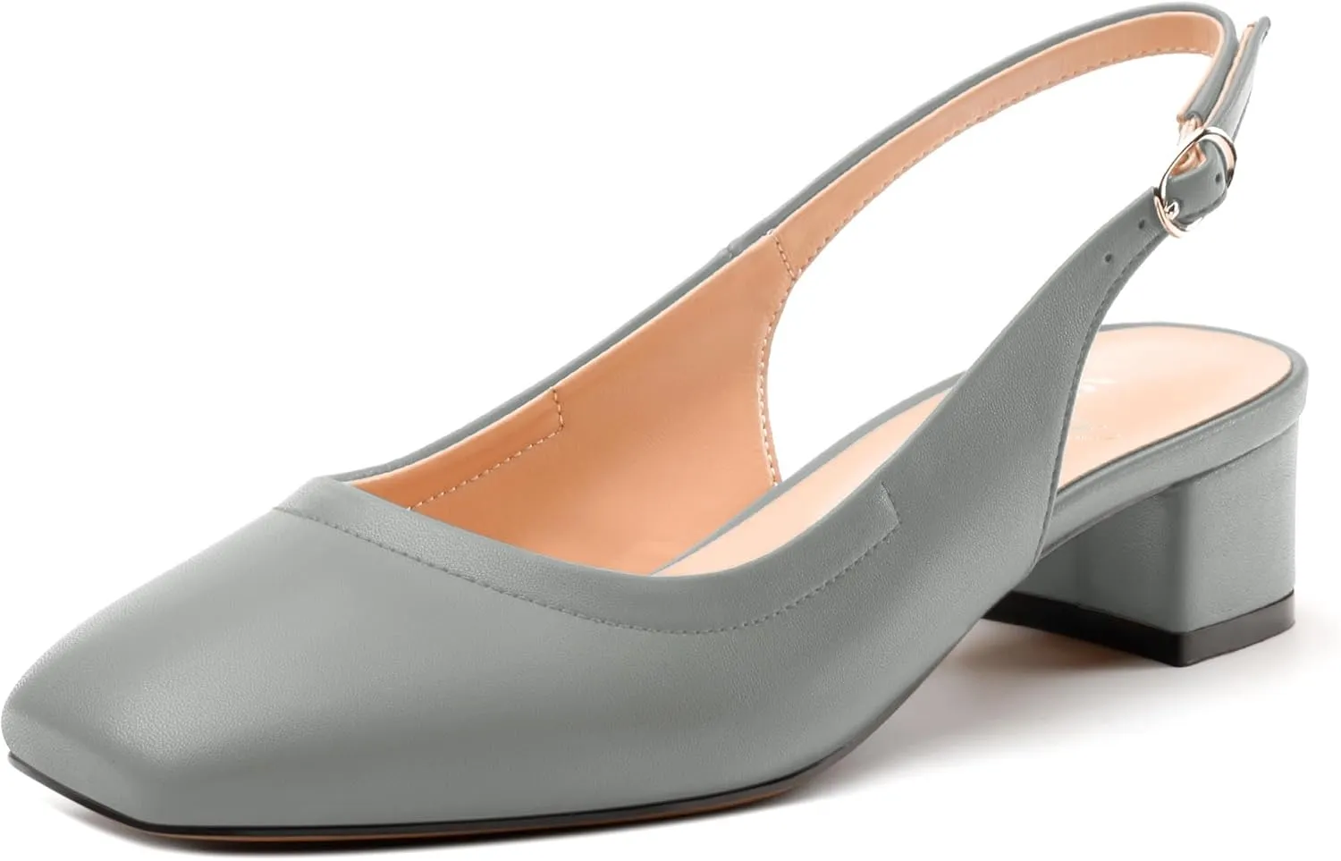 Womens Slingbacks, Square Toe Low Block Heel Pumps for Women, Comfort Casual Shoes for Workplace 1.4"