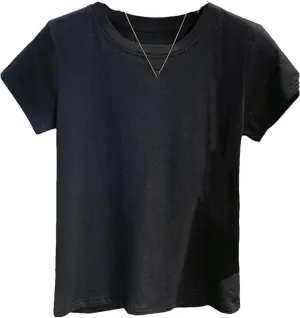 Women's Summer Cotton Bottoming T-Shirt Basic Fashionable Trendy Shirts Lady Solid Short Sleeve Tops