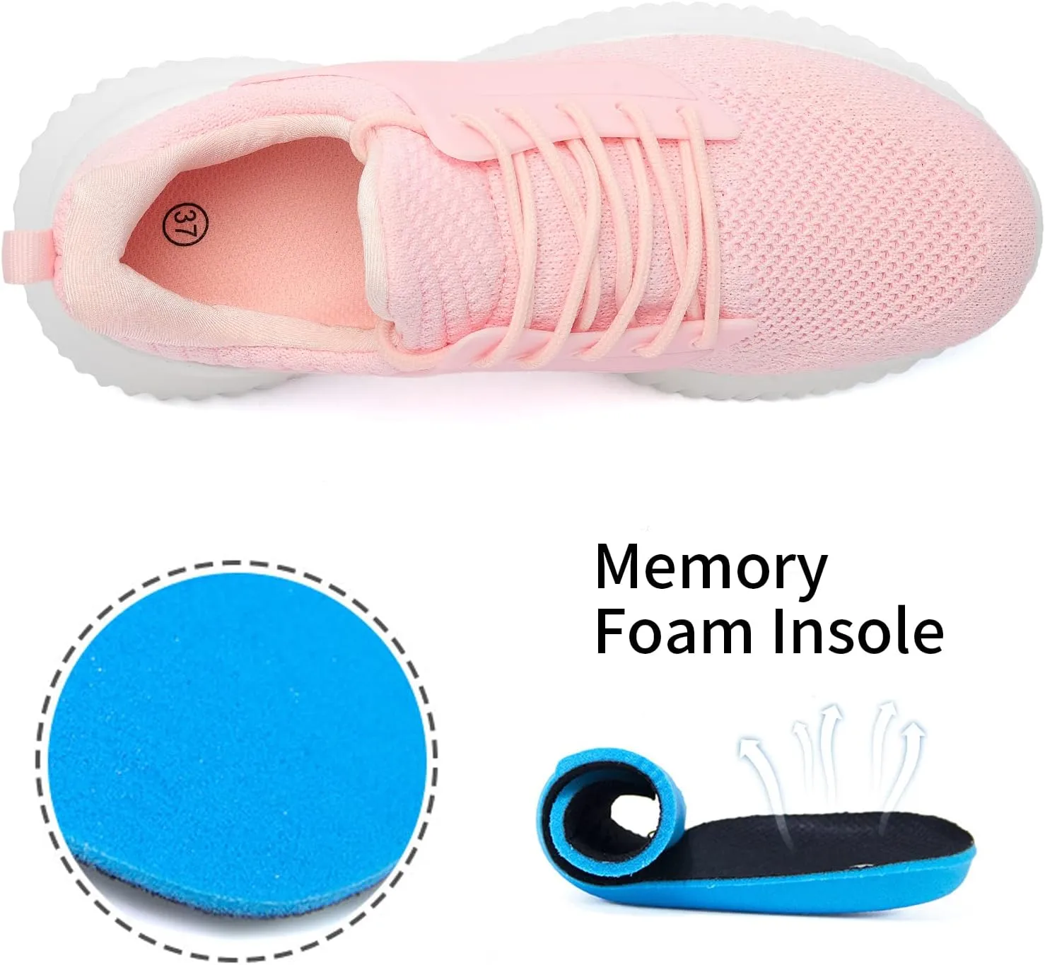 Womens Tennis Shoes Walking Sneakers - Memory Foam Running Slip On Gym Athletic Workout Nursing Comfort Work Shoe Lightweight