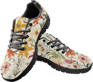 Womens Walking Shoes Non Slip Gym Workout Sneakers Popular Lace-Up Lightweight Comfort Cushion Shoes for Outdoor Size 5-12 Black Sole