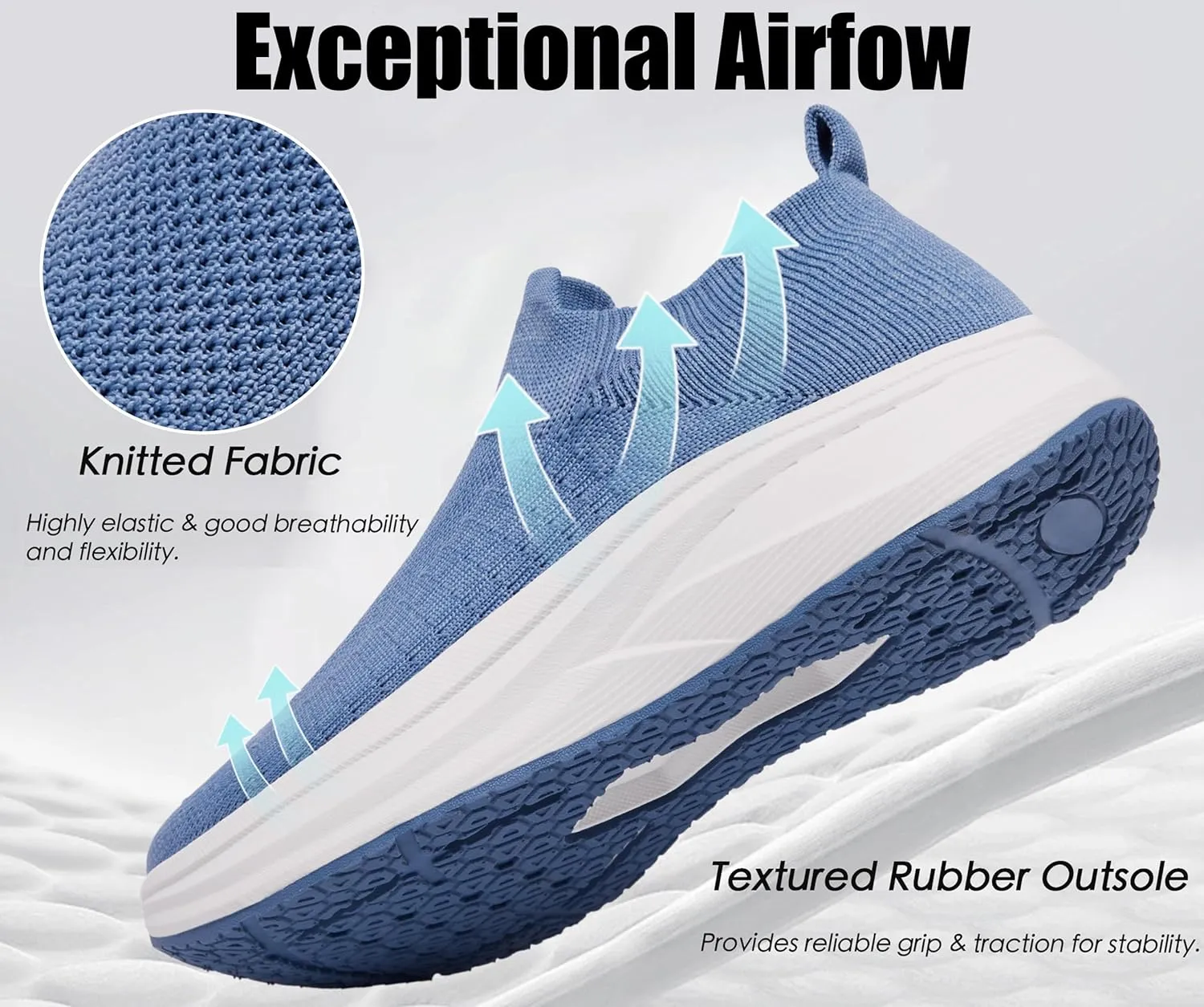Women's Wide Slip On Walking Shoes Non-Slip Socks Shoe Lightweight Breathable Mesh Sneakers for Everyday Comfort & Style | Perfect for Work Travel