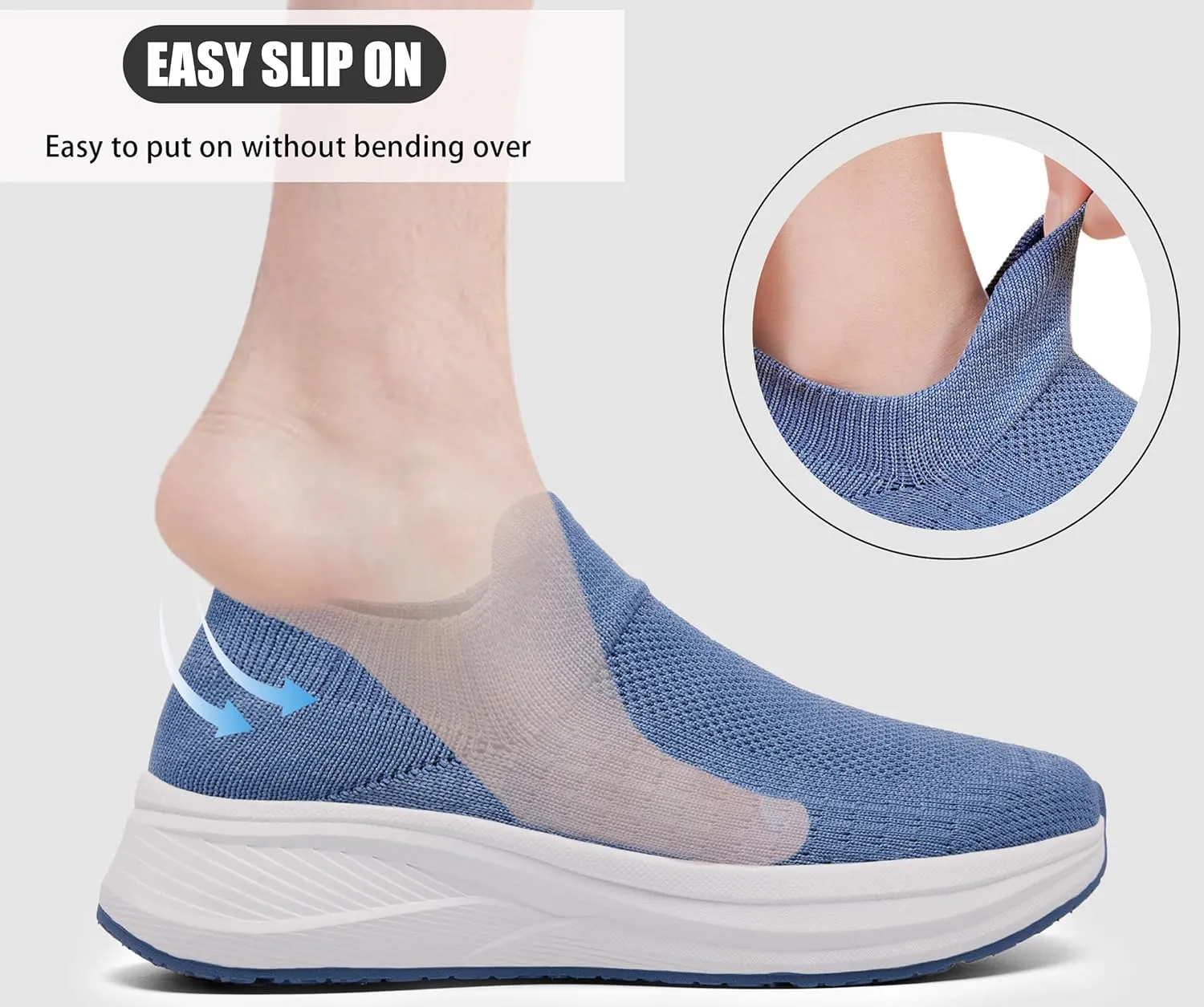 Women's Wide Slip On Walking Shoes Non-Slip Socks Shoe Lightweight Breathable Mesh Sneakers for Everyday Comfort & Style | Perfect for Work Travel