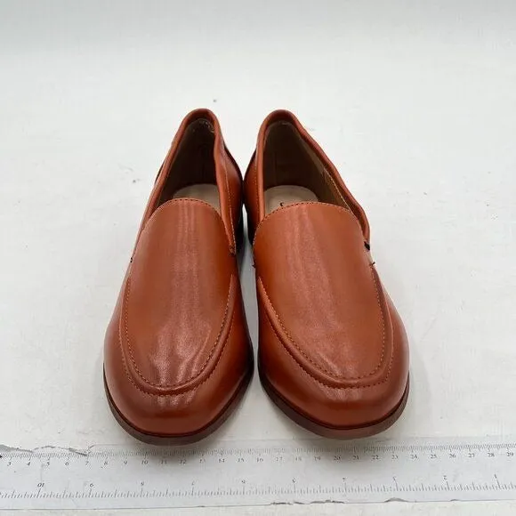 Women's Wide Width Loafer Shoes Slip On High Block Stripped Heel Flats Pointed T