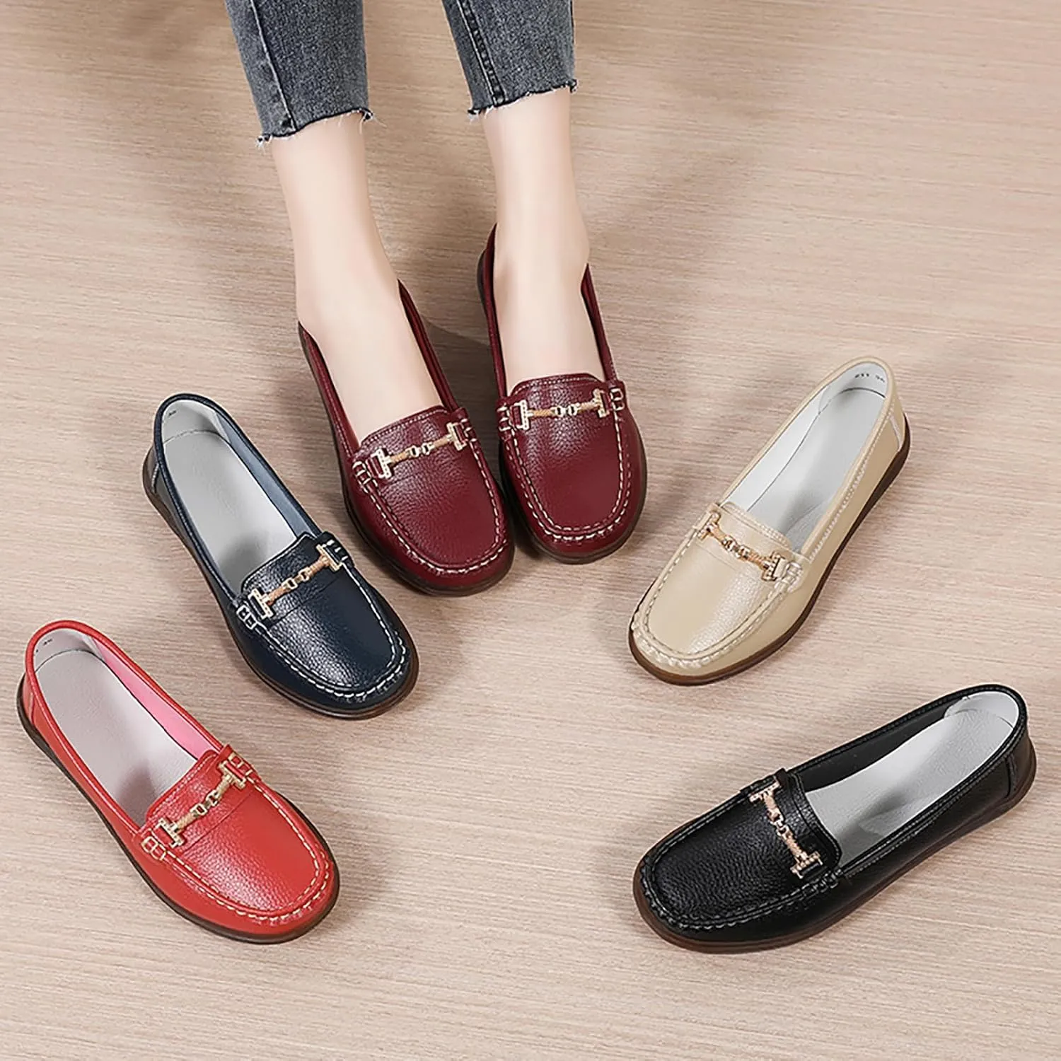 Women's Wide Width Loafers Comfort Slip on Shoes Walking Shoes for Ladies Mocassins Driving Shoe
