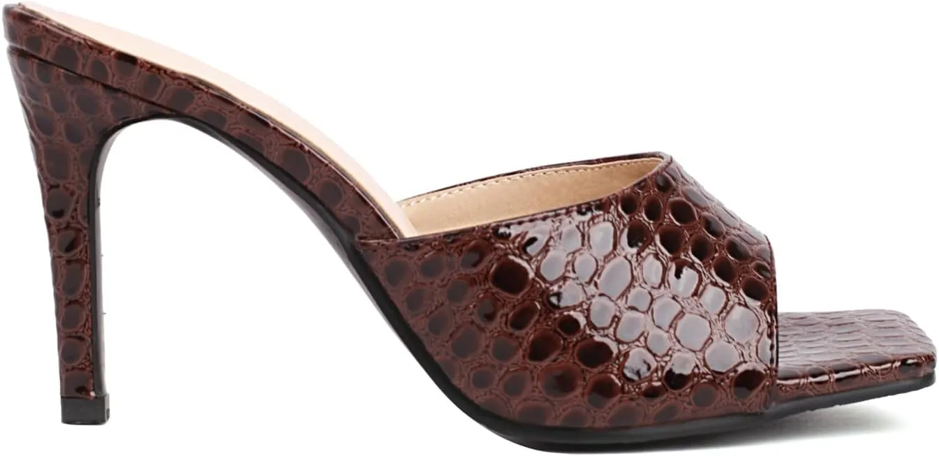 Yawors Women's FC134 Strapless Peep Toe Comfort Patent-Leather High Stiletto Slides