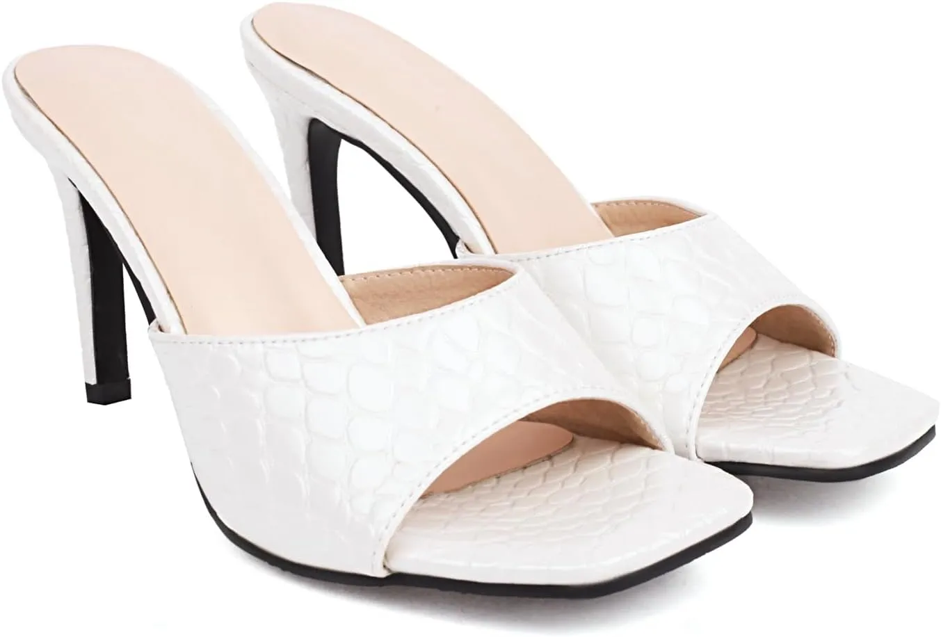 Yawors Women's FC134 Strapless Peep Toe Comfort Patent-Leather High Stiletto Slides