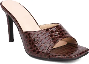 Yawors Women's FC134 Strapless Peep Toe Comfort Patent-Leather High Stiletto Slides