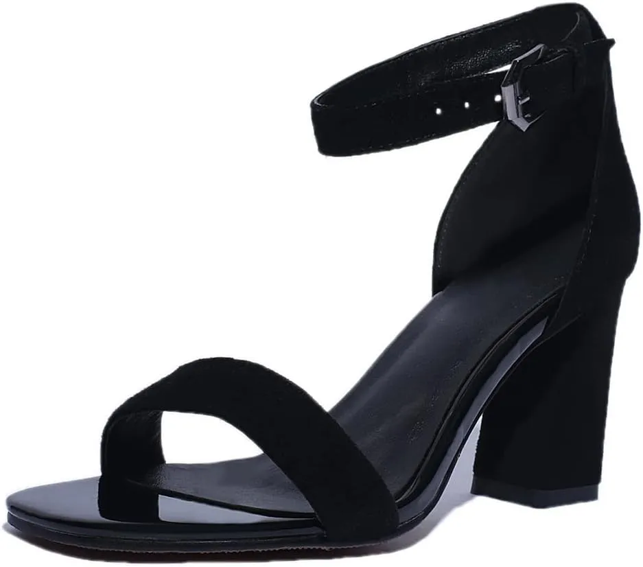 Yawors Womens LC612 Formal Fashion Comfort Sheepskin Mid Block Heeled Sandals